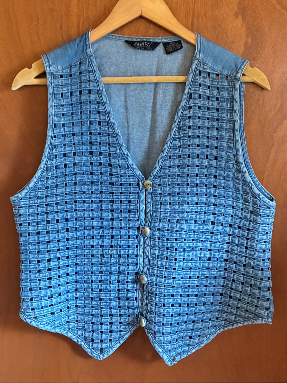 Agapo Light Blue Textured Button-Front Vest